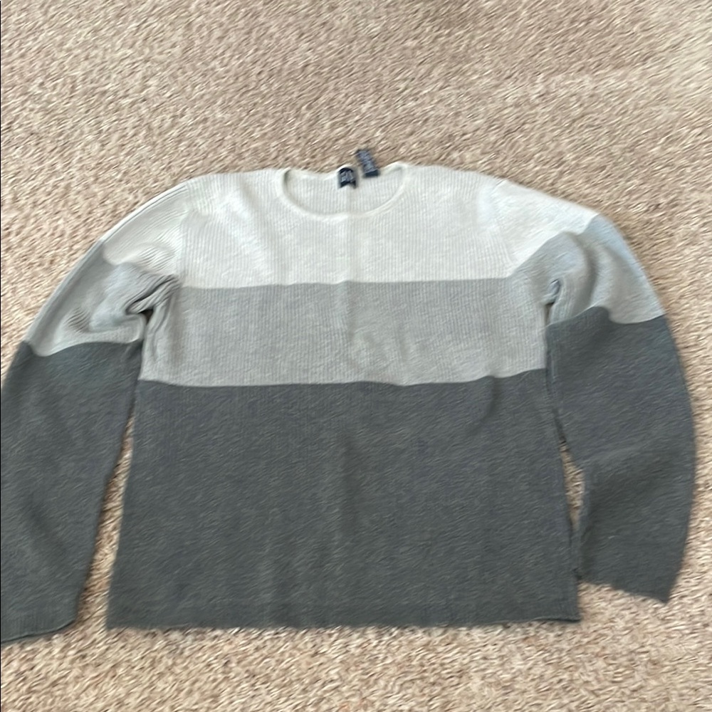 Gray GAP Crewneck Sweater with Color-Block Design